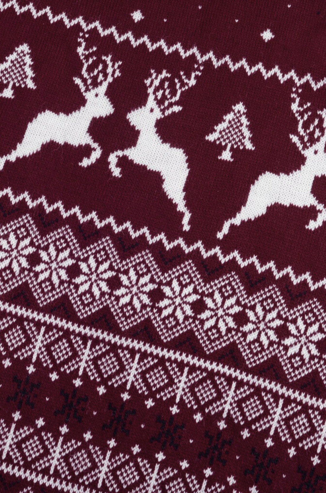 Świąteczny sweter męski z norweskim wzorem i reniferami bordowy