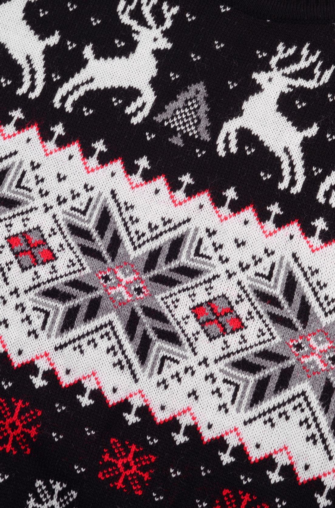 Męski sweter świąteczny z reniferami i śnieżkami czarny